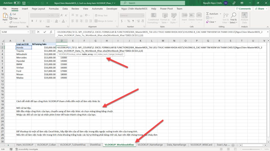 Ham VLOOKUP voi Table Array duoc tham chieu tu Workbook khac - Ngoc Chien MasterMOS