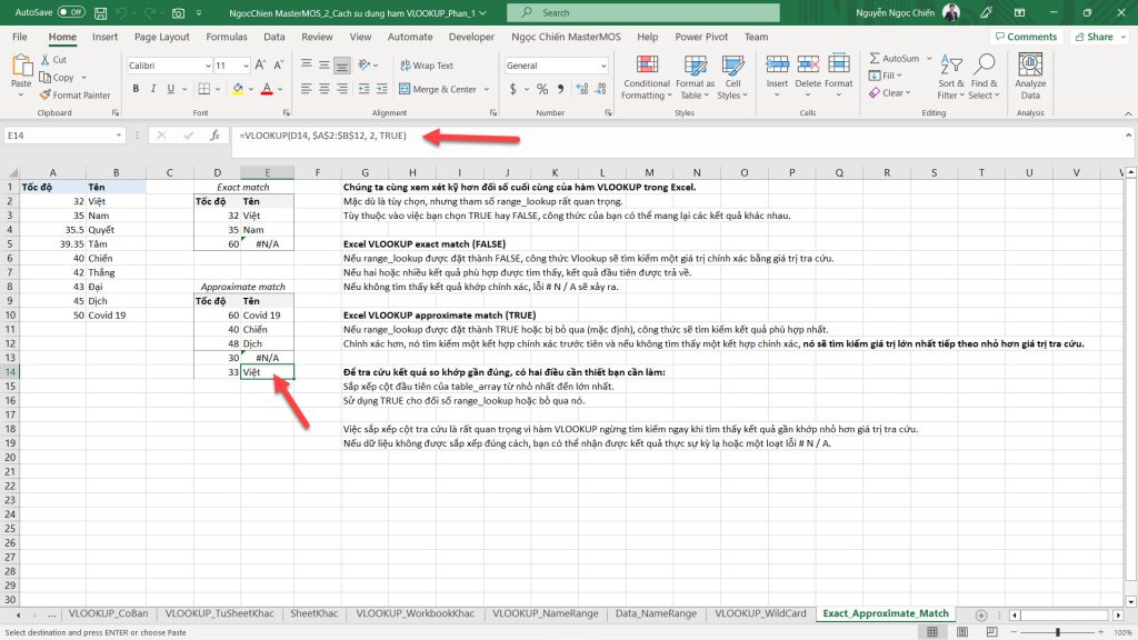 Ham VLOOKUP voi doi so cuoi cung la TRUE - Ngoc Chien MasterMOS