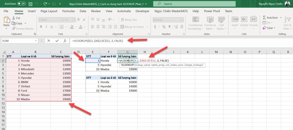 Vi du co ban ve ham VLOOKUP trong Excel - Ngoc Chien MasterMOS